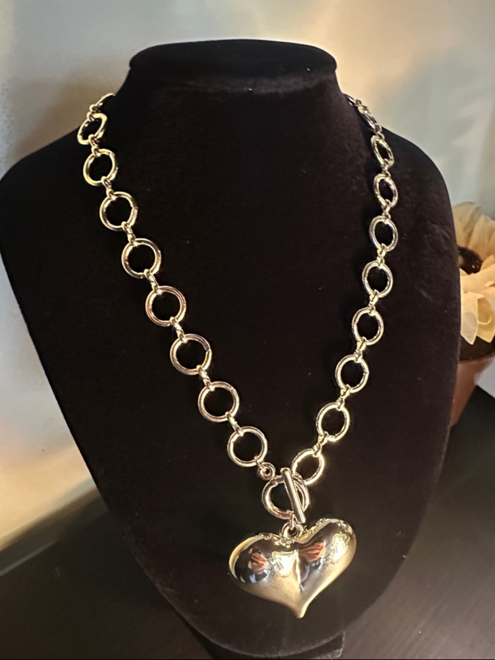 Plated gold Heart Pendant Chain Necklace - Women's Jewelry